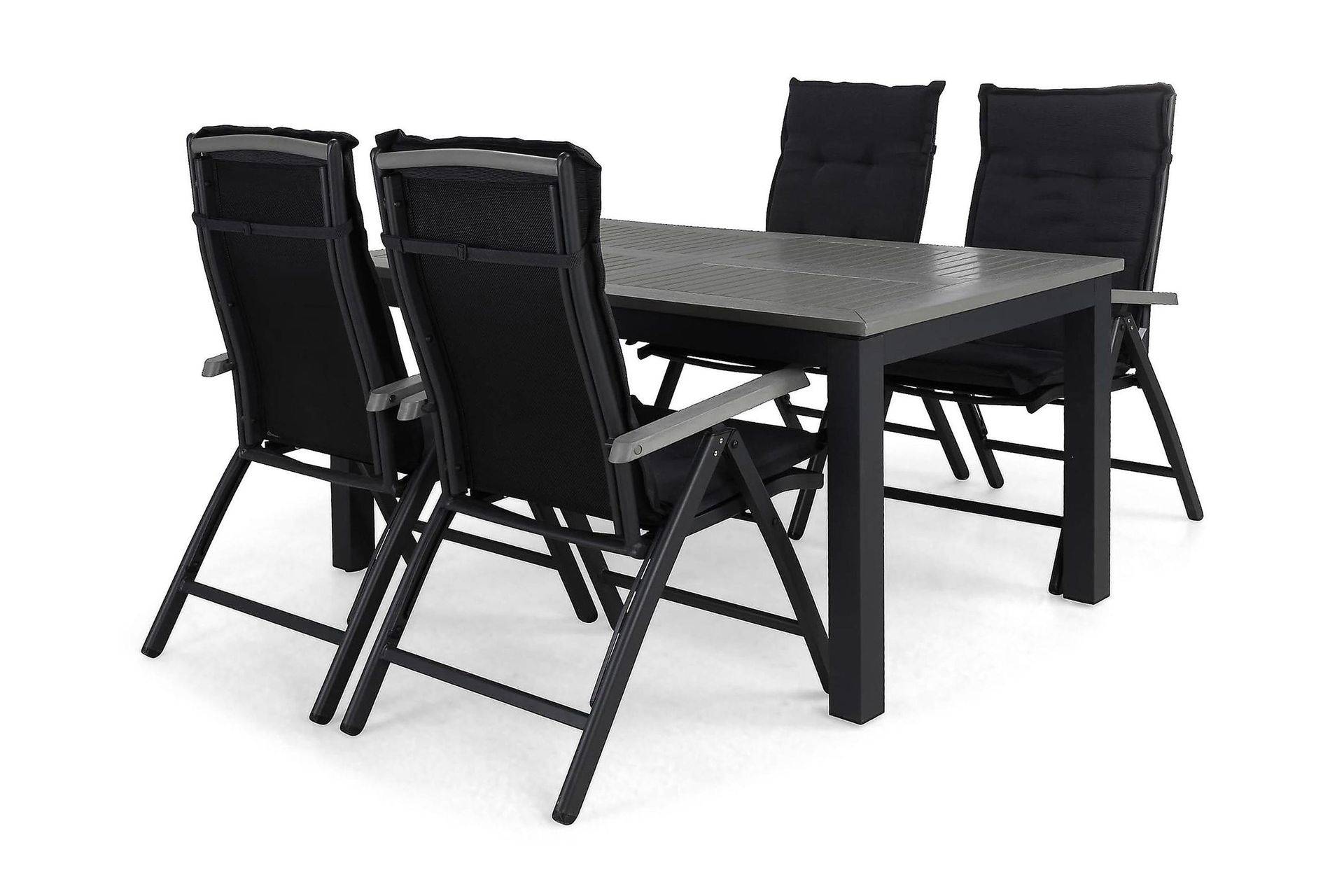 Comfort Garden Monaco Matgrupp Utomhus 152-210 + 4 Positionsstol Lyx m Dyna - Svart/Svart/Grå Matgrupper utomhus