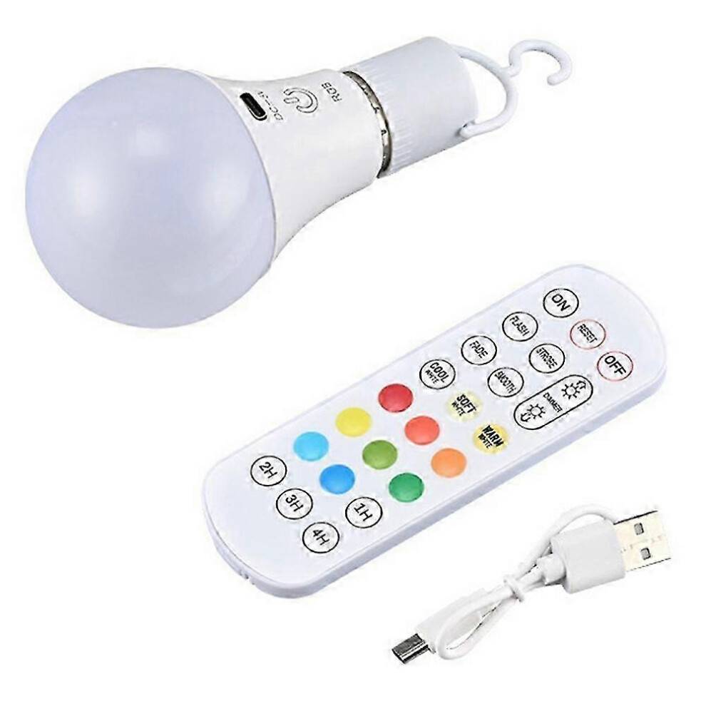 E27 RGB LED-lampa laddningsbar med fjärrtimer dimbar touchkontroll varmvit_M