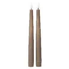 C'EST BON Rustic Finish Led Taper Candle 2-Pack |Brun |H22 cm