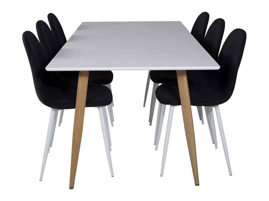 Venture Design Polar & Polar matgrupp Vit/svart 6 st stolar & bord 180 x 90 cm