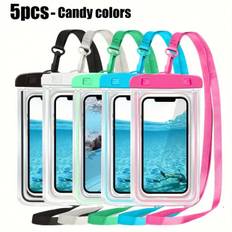 TEMU 5pcs Waterproof Mobile Phone Case, Casual Waterproof Mobile Phone Bag Pvc Cover For Vacation Beach Supplies Student Supplies