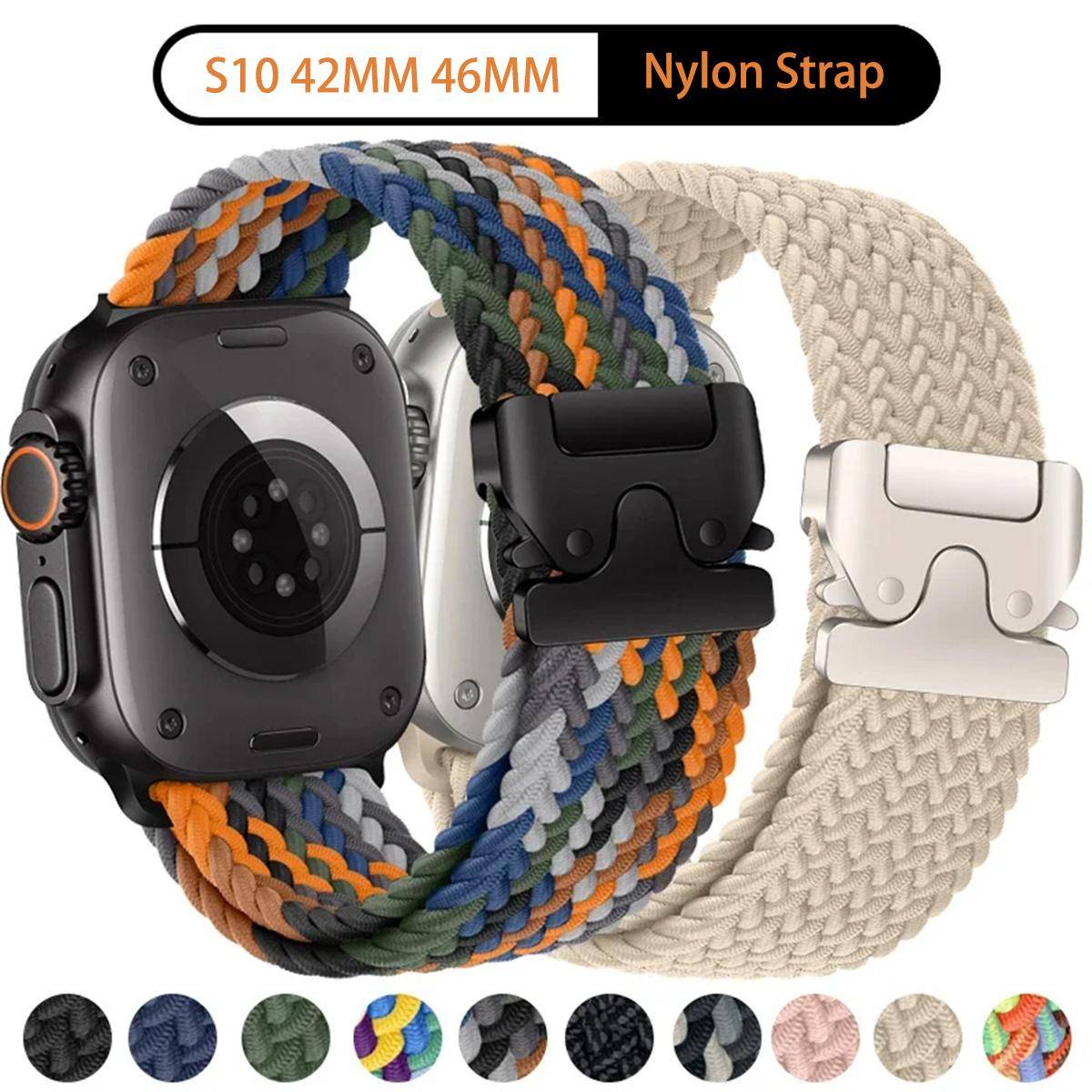 1 st Nylon Apple Watch-armband för Apple Watch S10 46mm 42mm Ultra 2 49mm 44 45 41 40 38mm armband för IWatch 10 9 6 5 SE 7 8 4 3 Smartwatch-tillbehör