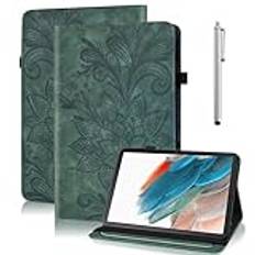 TUOLISG Fodral för Lenovo Tab M10 Plus 3rd Gen 10,6 tum 2022(TB-125F/TB-128F) PU-läderfodral med Stylus Pen och automatisk sömnväckningsfunktion Wallet Cover Case för Lenovo Tab M10 Plus 3. Gen – grön