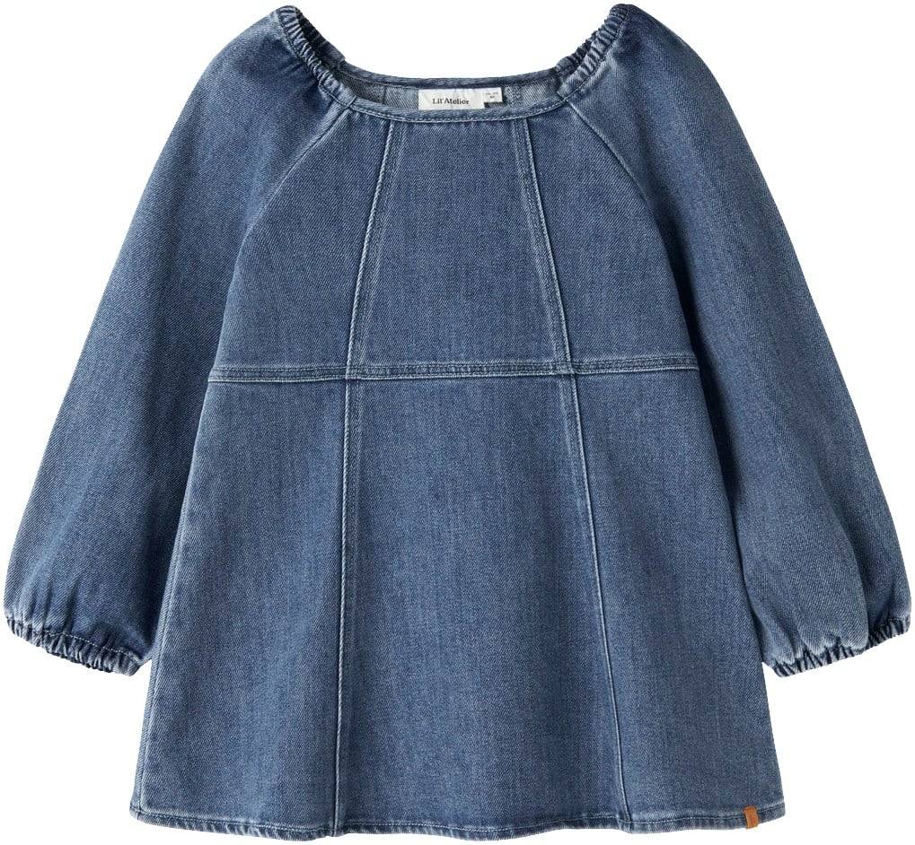 Lil' Atelier Nmfobello LS Loose DNM Dress 1144s Str 122 - Blå Kjoler Denim hos Magasin.