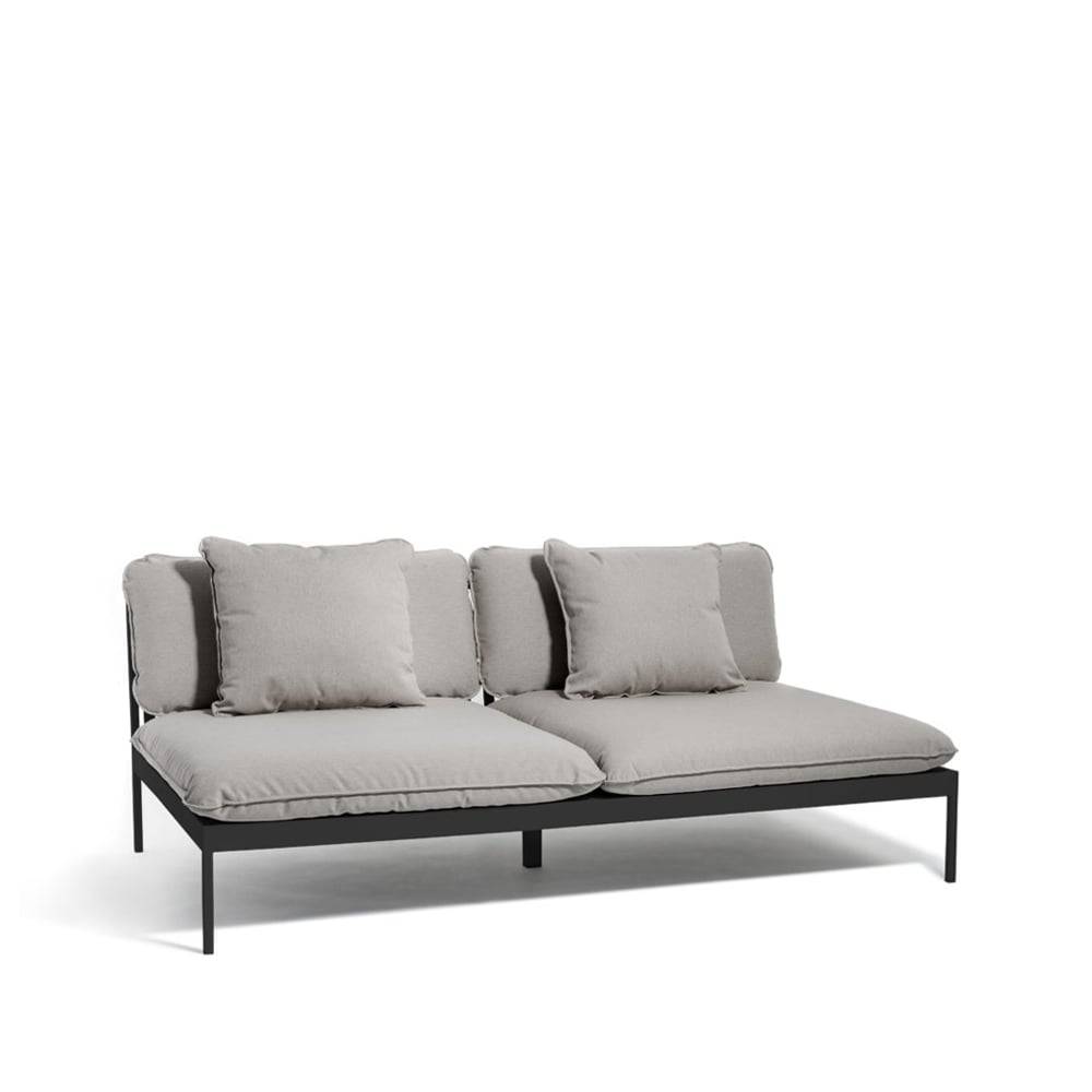 Skargaarden Bönan modulsoffa Sunbrella Sling light grey, 2-sits, mörkgrå aluminium ram