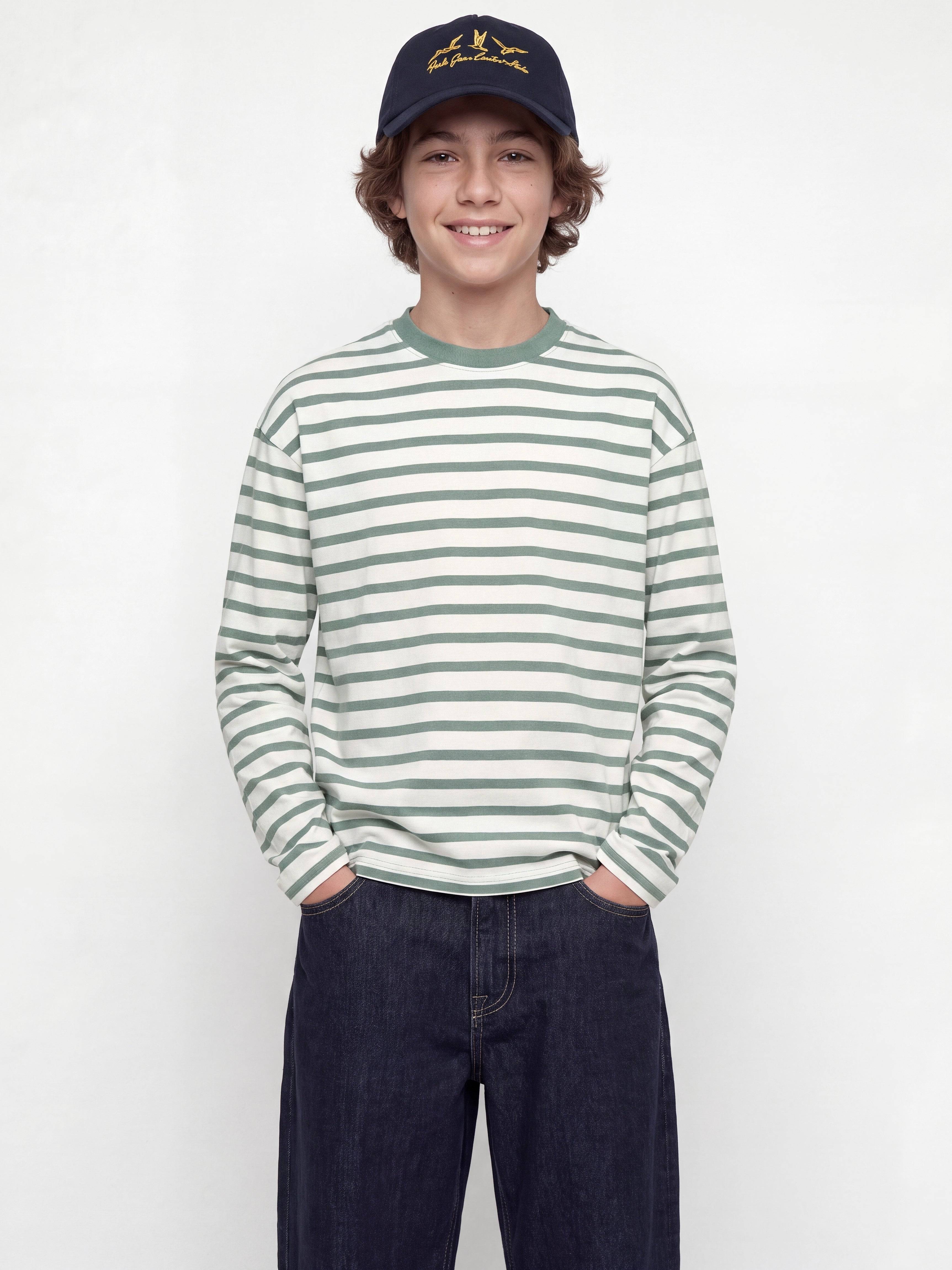 Ränder T-shirt Boys - Grön - 164