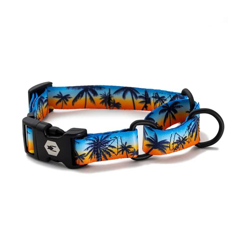 WOLFGANG MAN & BEAST SunsetPalms Martingalehalsband, Storlek S, 1,6 cm Brett x 25-35 cm Halsomkrets [Martingale/Halvkvävningshalsband för Små Hundar]