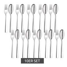 10er Sparpack Thomas by rosenthal group Besteckset aus 18/10 Edelstahl Gabel und Löffel Servierbesteck Küchen-Zubehör Küchenutensilien spülmaschinenfest PS01348 Silber