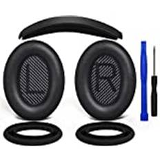 SOULWIT Öronkudde + huvudband + silikonskydd, ersättningssats för Bose QuietComfort 35 QC35, QC35 ii överhörningshörlurar - svart