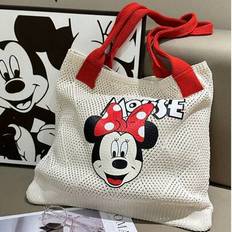 Disney Vacation Strandväska, Virkad Axelväska, Stor Toteväska för Dam, Campusstil Söta Minnie Mönster, Resor, Semester, Shopping, Dejting, Present För - Multifärgad