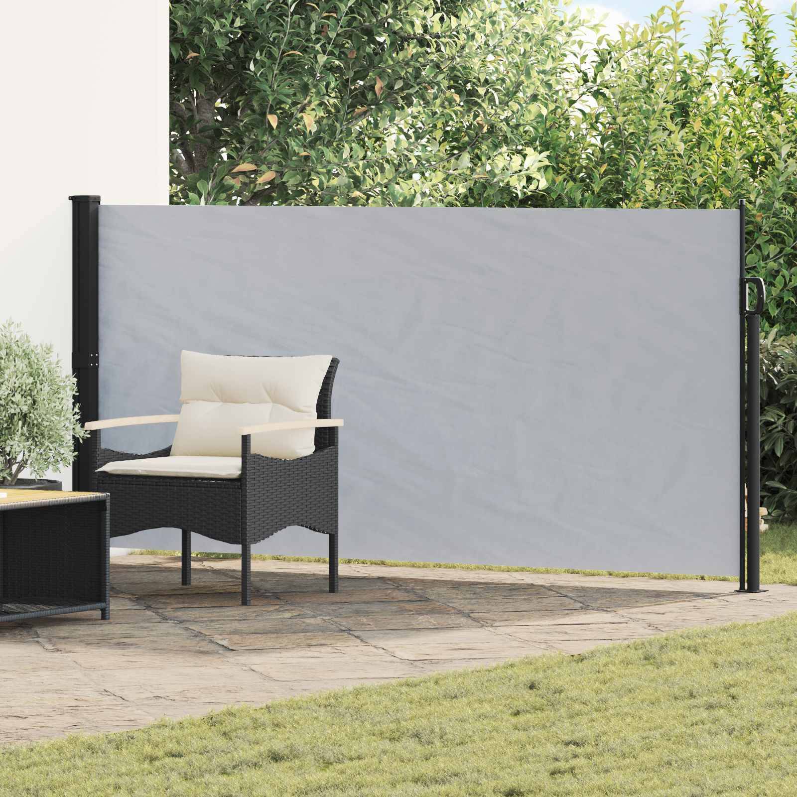 vidaXL Utfällbar sidomarkis 117 x 300 cm Polyester Rektangulär Grå