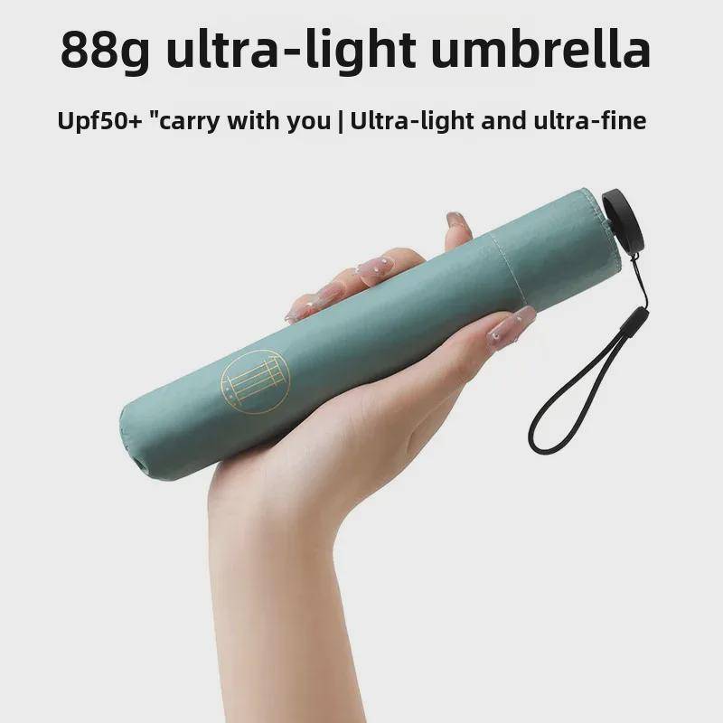 Ultralätt 88g 5K Färg Mini Bärbart Pennparaply - Japansk Kolfiber 3-Delat Solparaply för Studenter