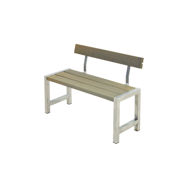 Plus Café Plankebænk m/ryglæn - 127 cm - Gråbrun