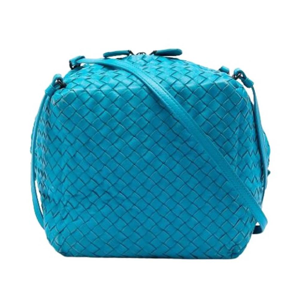 Bottega Veneta Vintage Pre-owned Vævet Nappa Crossbody Bucket Bag - Vintage - Dame - Blå - ONE SIZE - Uld