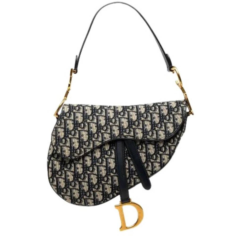 Dior Vintage Pre-owned Saddle Bag - Vintage - Dame - Blå - ONE SIZE - Uld