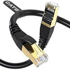 Cat 8 Ethernet-kabel, utomhus och inomhus, 3M tung plikt – hög hastighet – 26 AWG Cat 8 LAN nätverkskabel 40 Gbps, 2000 Mhz med förgylld RJ45-kontakt, väderbeständig S/FTP UV-resistent för router