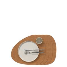 LIND DNA 4-Set Table Mat Curve L Hippo |Brown |37X44 cm