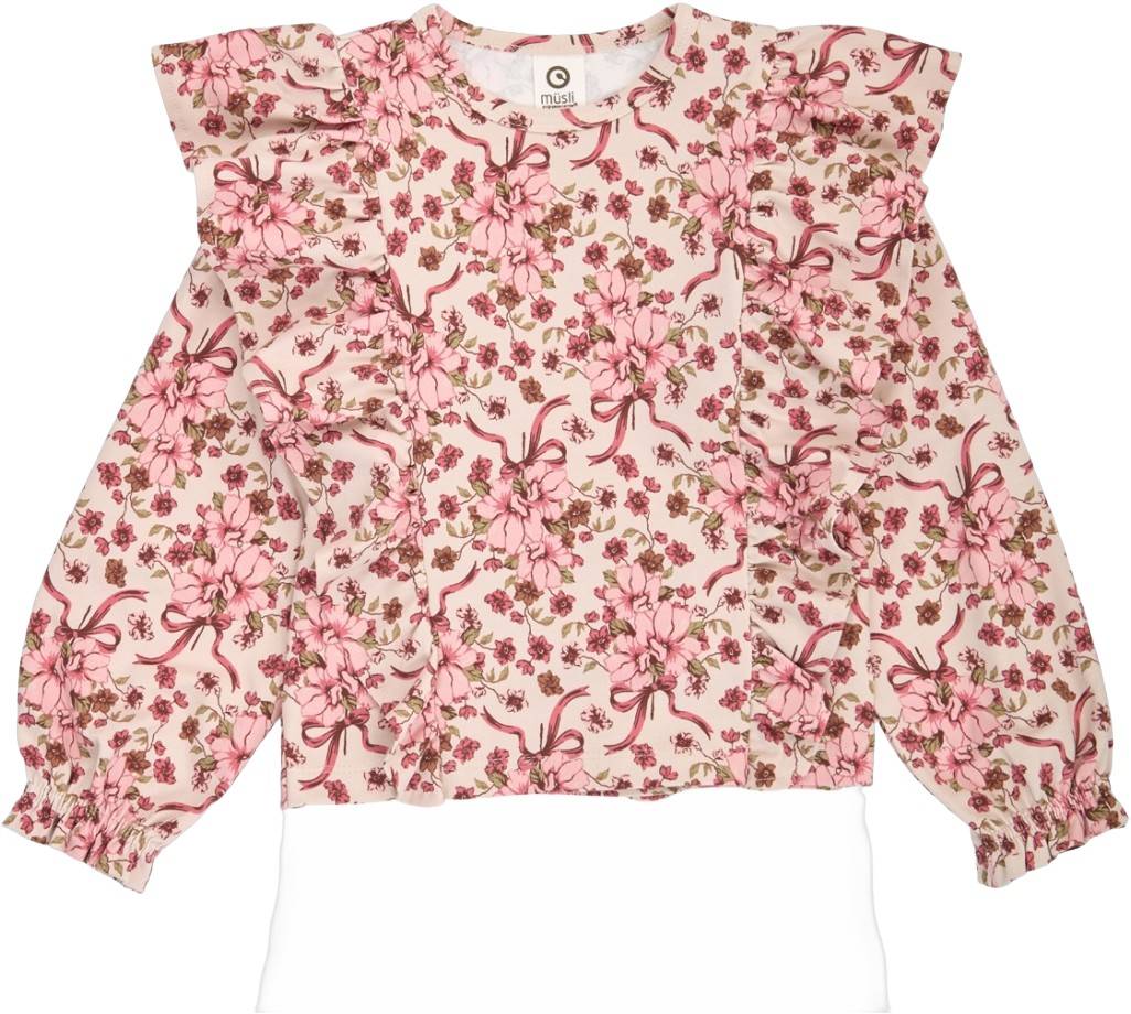Müsli by Green Cotton Bouquet Ruffle L/S T Stl. 110 cm fepojkar - Blusar Från Magasin - Oak/ Blush/ Baroq (110 cm)
