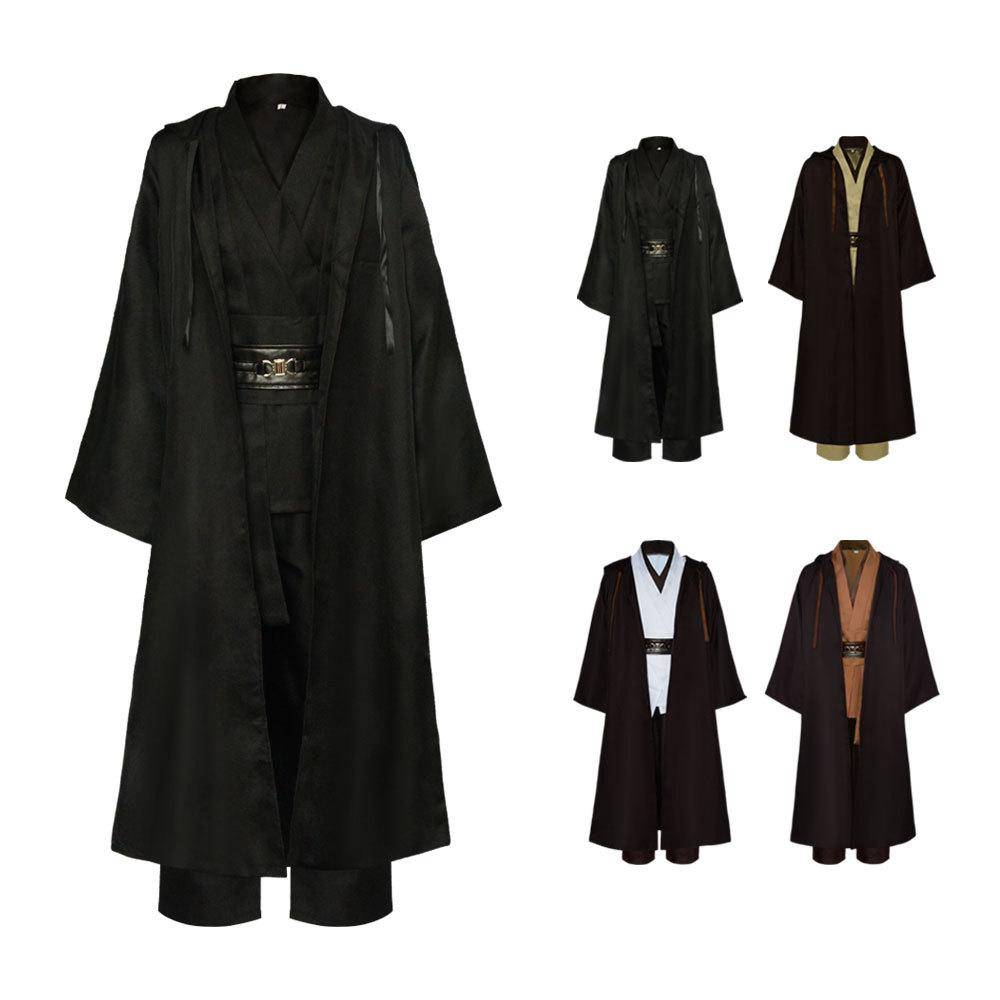 Obi-Wan Kenobi Star Wars Jedi-rock Kostymset med Bälte och Ljussabel för Vuxna Barn Cosplay, Halloween-klädsel cm brown