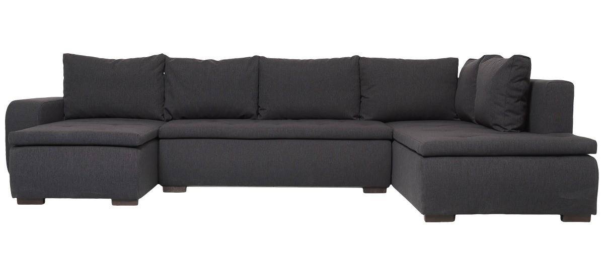Amalfi U-sovesofa venstrevendt - grå stof, opbevaring og soveplads