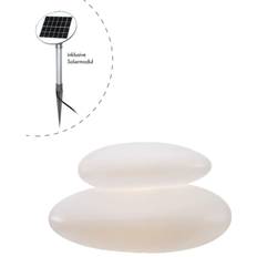 8 Seasons Shining Stone XL LED Lampe med Solcelle (69x55x40cm) Hvid