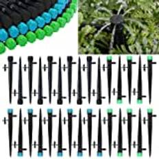 100 st 8 Hål Justerbart Drip Emitters, HOINCO 360 Graders Droppbevattning 0-15,8 GPH, Passar för 4 mm ID 7 mm OD Droppbevattningsslang, Trädgårdsdroppbevattning Mikrodroppare