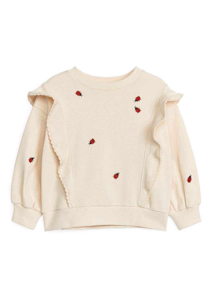 ARKET Frill Cotton Sweatshirt -White, 134/140
