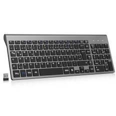 cimetech Ergonomische Kabellose Tastatur Flache Tasten 2,4 GHz Wireless Keyboard Mini Funktastatur QWERTZ Layout 10m Reichweite Kompatibel mit PC, Desktop, Notebook, Laptop (Slim_Grau)