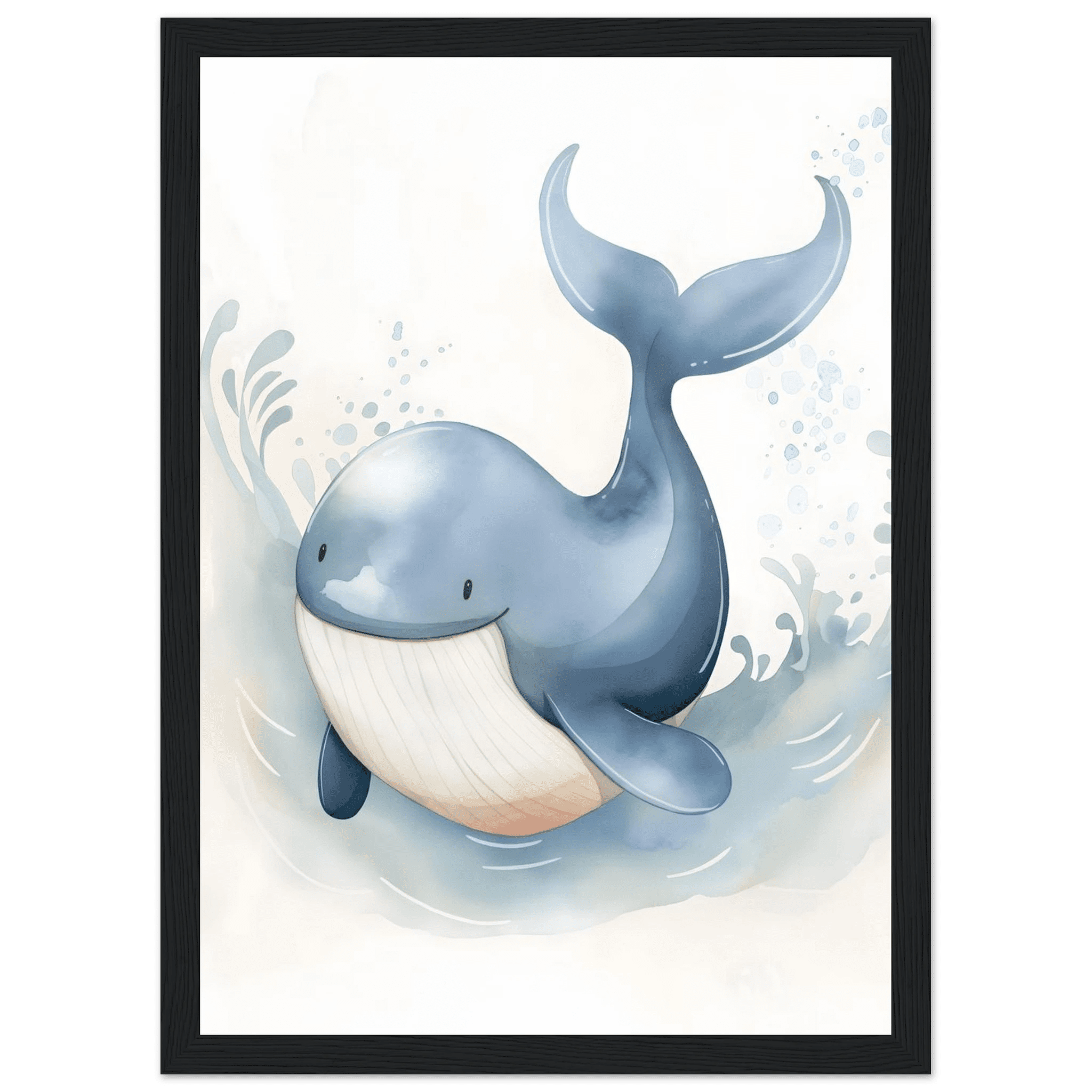 Söt val poster-21x29.7 cm / 8x12" / Med ram / Svart