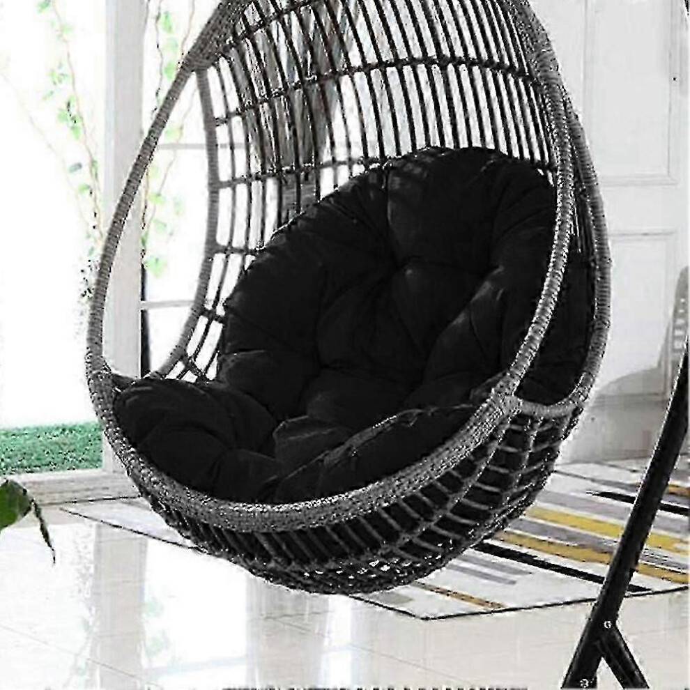 (120X80, Black) Indoor Hanging Egg Swing Chair With Thick Cushion, Perfect For Garden Or Home Relaxationa