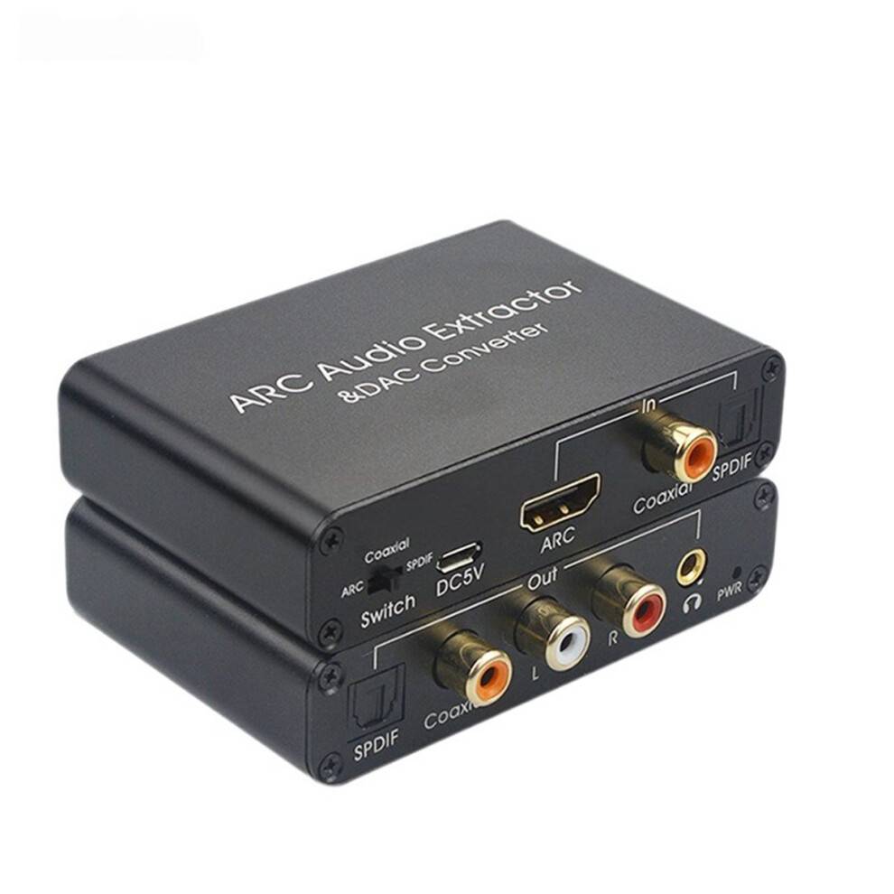 -Kompatibel ARC Audio Extractor Converter Adapter Digital Optisk Koaksial til Analog 3,5 mm L/R Audio Converter
