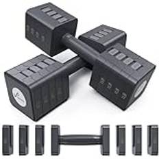 Justerbara hantlar, handvikter set: Sportneer 5-i-1 viktjustering 4,5 kg (10 pund) hantlar, set med 2 fria vikter, snabb justering, hantel, viktset för kvinnor, män, hemmagym, träning, styrketräning