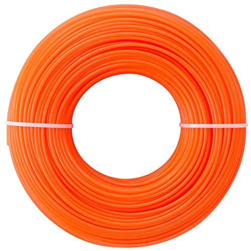 Akuoly 100m Mähfaden Trimmerschnur Trimmerfaden für Rasentrimmer, Robuster Rasentrimmer-Schnur Fadendurchmesser 2,4 mm, Nylonfaden in Orange zur Gartenarbeit, Grasschneiden und Unkrautbeseitigung