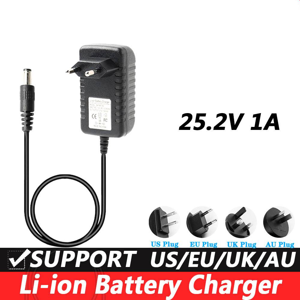 25.2V 1A Lithium Battery Charger 6 String 18650 Lithium Battery Pack Polymer 25V Lithium Drill Charger EU Plug