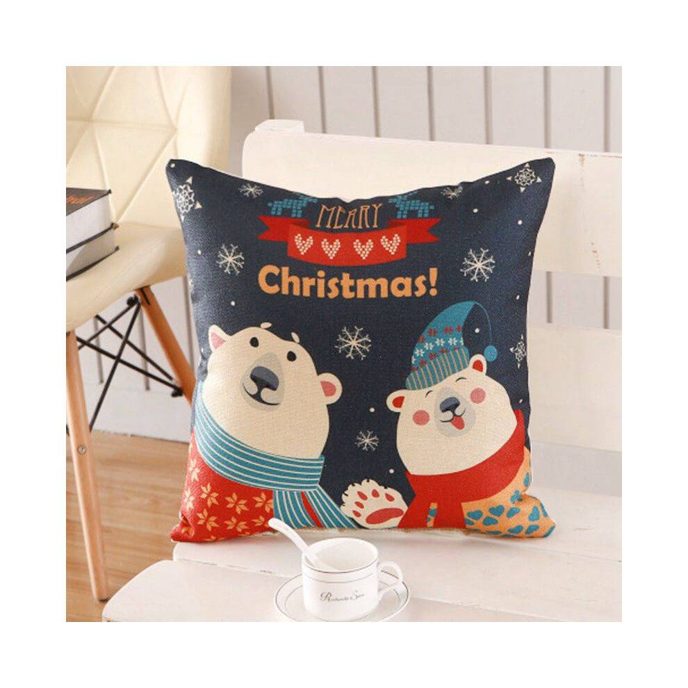 (Style2-E)Christmas Pillow Case Glitter Cotton Linen Sofa Throw Cushion Cover Home Decor