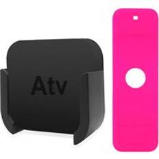 Fjärrkontroll silikon skyddsfodral skal för apple tv 4k 4th 5th gen mediaspelare väggfäste fäste stativ vagga hållare - Rosa