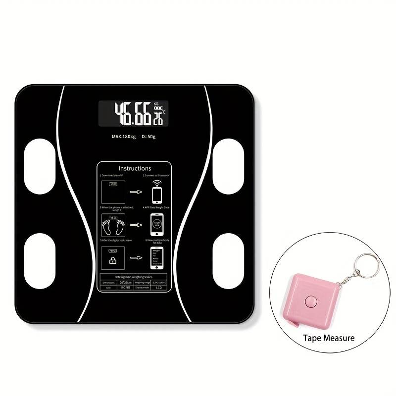 TEMU [180kg/396lb Capacity] Smart Wireless Body Scale - Digital Body Fat Scale With , Track Weight Trends, , 3 Units (kg/lb/st)
