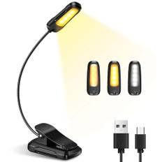 Diboniur boklampklämma, klämlampa med 9 lysdioder, 3 färgtemperaturer och 3 ljusstyrkor, justerbar USB-uppladdningsbar lä, 360° flexibel för böcker i sängen [energiklass A+++], lä