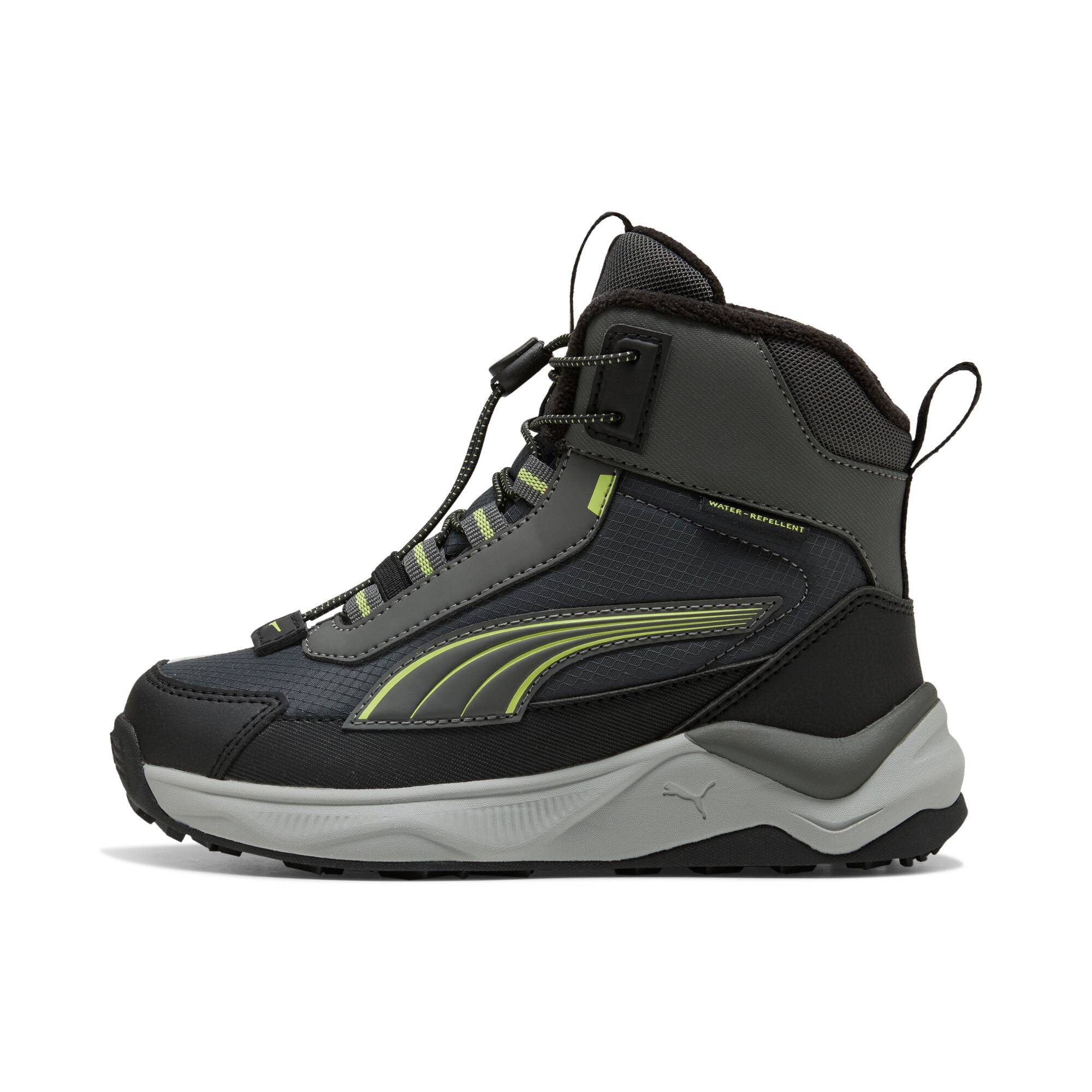 PUMA Evolve 2.0 High Boots Kids, Shoes, Shadow Gray/Sunny Lime/Black, 34