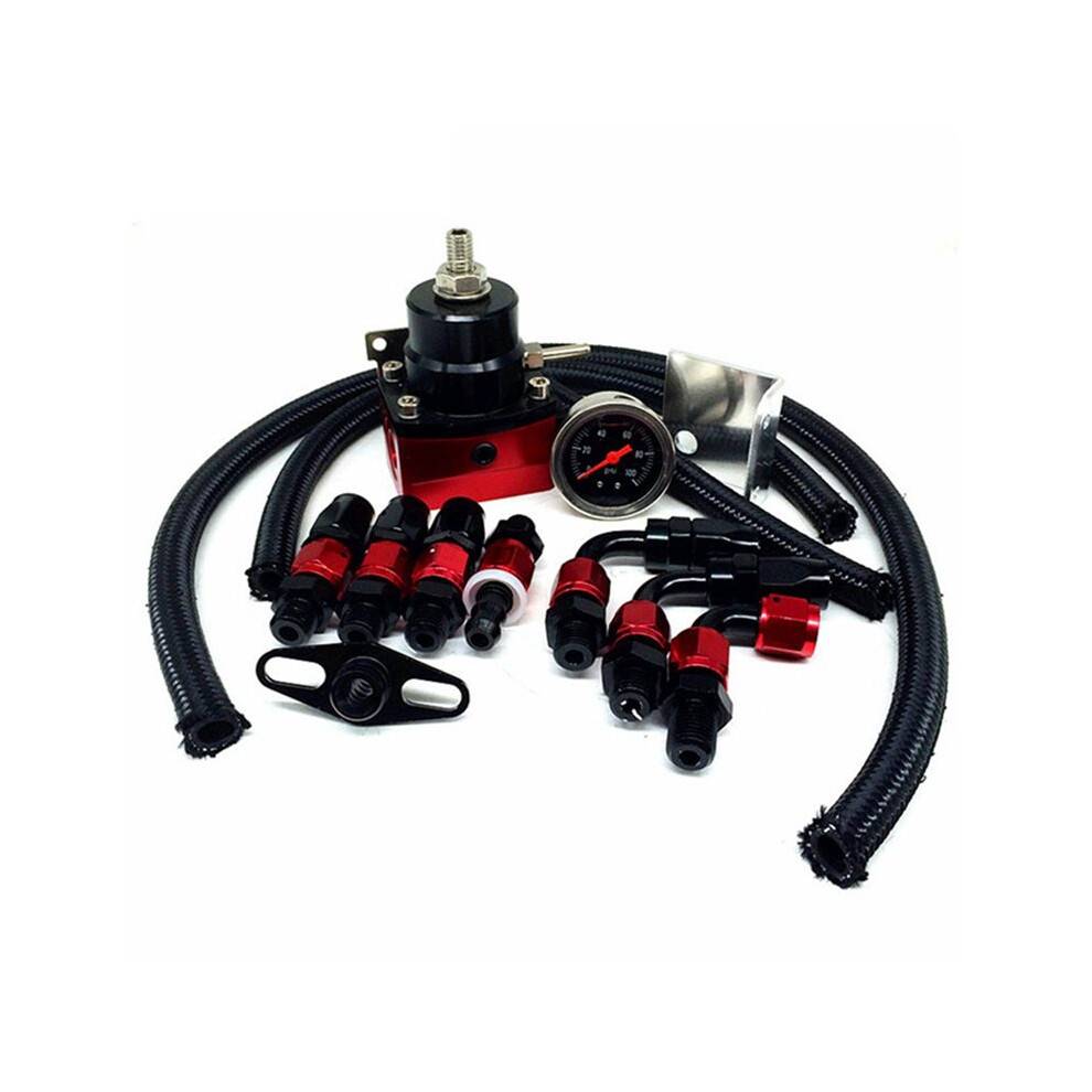 Universal Adjustable Fuel Pressure Regulator with Gauge+AN6 Fuel Hose+Fittings End Kit Oil Pressure Regulator Kit