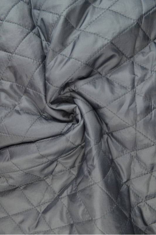 Mørkegrå Quilt Stof Med Vatteret Bagside - Viscose/Polyester/Elastane - Stof i Metervarer.