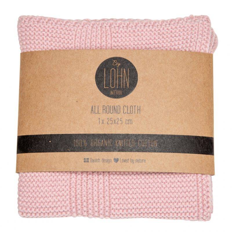 Strikket All Round Klud - Light Pink - By Lohn.