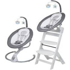 BabyGO Homey Set Babywippe inkl Family Kinderhochstuhl grau weiß