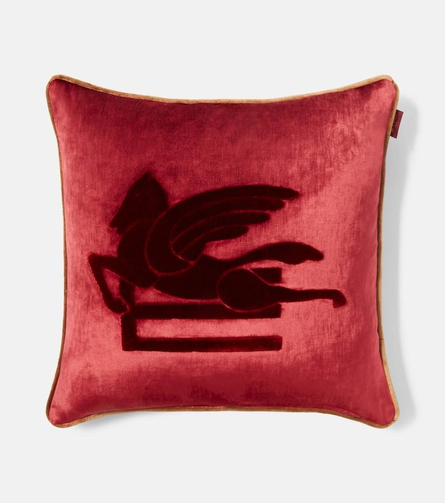 Etro Pegaso embroidered velvet cushion