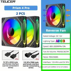 TEMU Teucer Prism 4 Pro 12cm Argb Case Fan Kit, Pwm, 3pin 5v Rgb, Cpu Cooling Fans, With Compatible For Desktop, Laptop, Server, Gaming Pc, For Without Battery