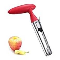 STOUCLA Apple Corer, Rostfritt stål äpple eller päron Corer Remover, Core Remover Verktyg för hem och kök med skarpt tandad bladvinkelhandtag (röd)