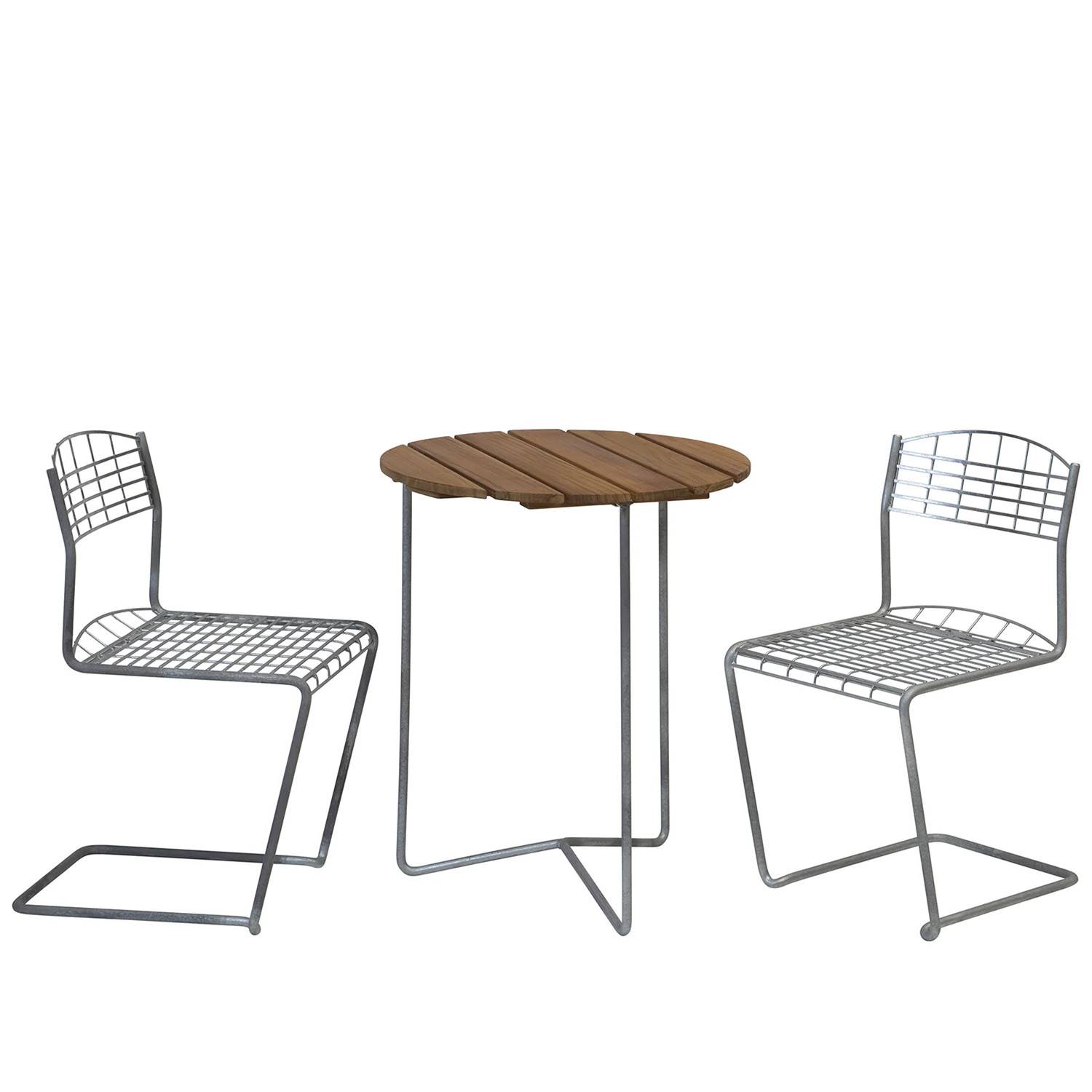High-Tech/6B cafégrupp teak/varmförzinkat - Silver/Träfärgad