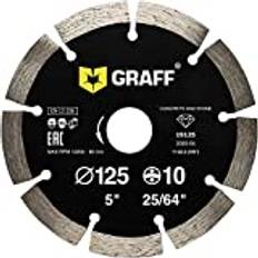 GRAFF Diamantkapskiva 125mm för Sten, Betong, Kantsten, Natur - och Konststen - Universal Diamantskiva för Vinkelslipar och Flex - Segmenthöjd 10mm