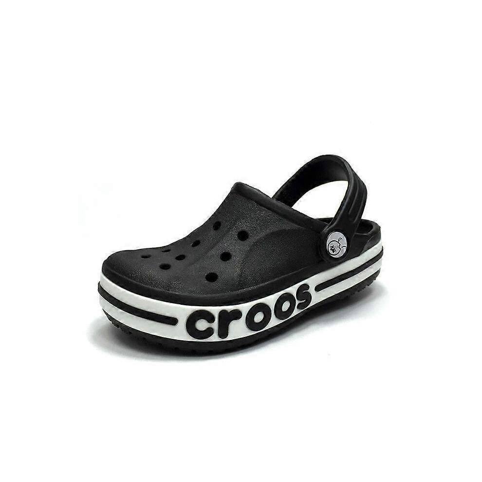 (C12, Black) Kids Clog Garden Shoes Slip On Slide Sandals Beach Water Shoes for Kid/Children