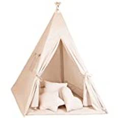 Tipitält för barn Lektält Tippi barntält Barnrum Tipi indiantält Outdoor Indoor Model 2 med lekmatta och 3 kuddar aprikosfärg